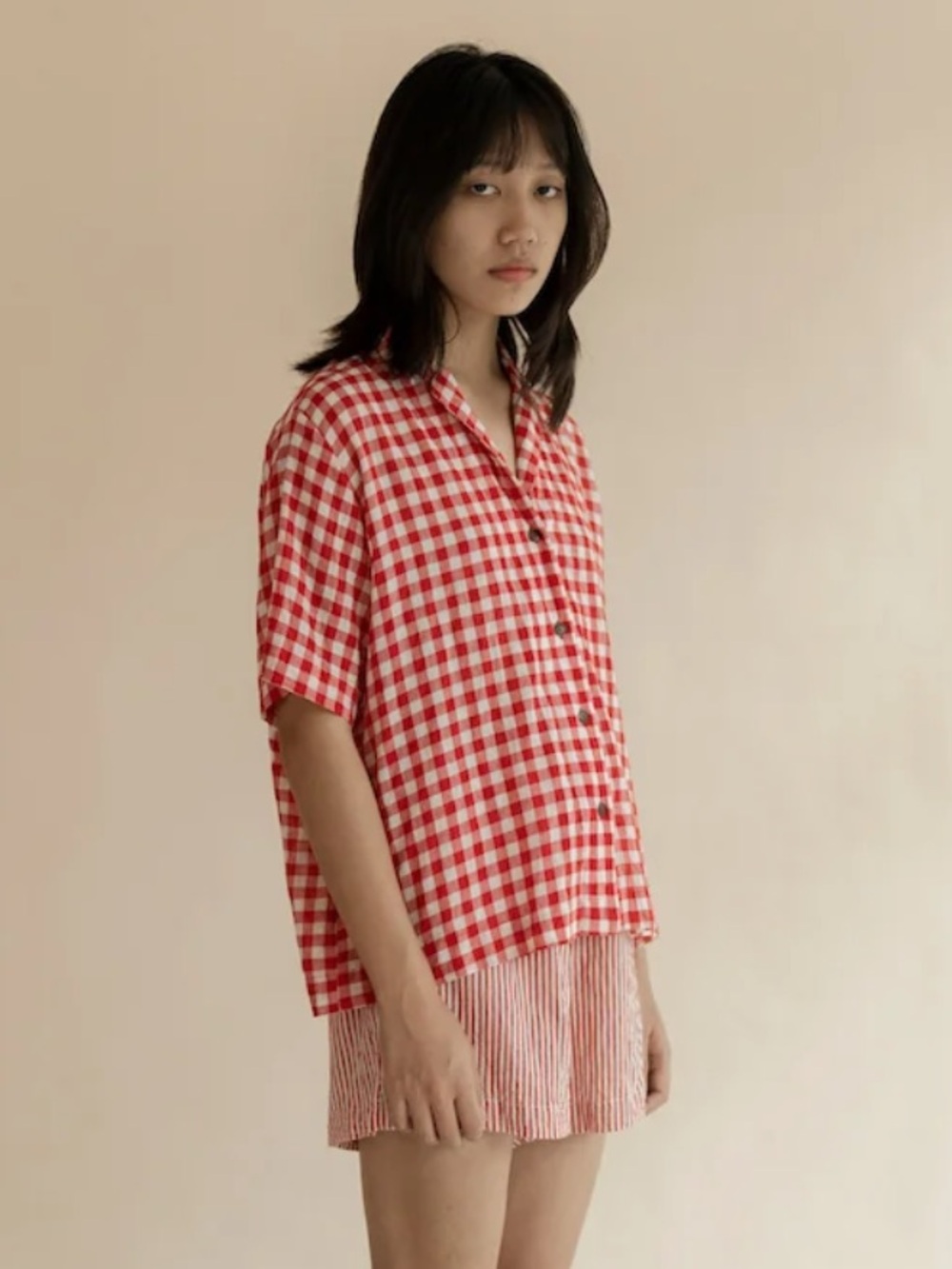 Runaway Bicycle Jon Shirt in Red Checks